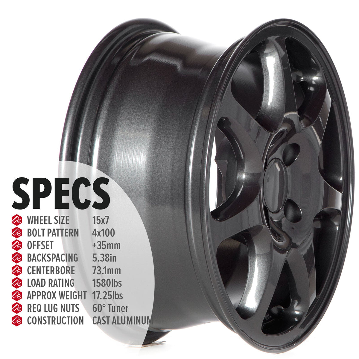 Circuit Performance CP42 Gloss Gunmetal 4x100 | 15x7 | +35mm / 5.38