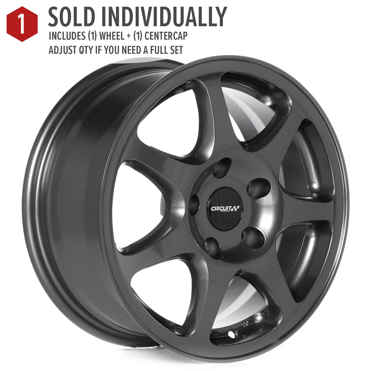 Circuit Performance CP42 Gloss Gunmetal 4x100 | 15x7 | +35mm / 5.38