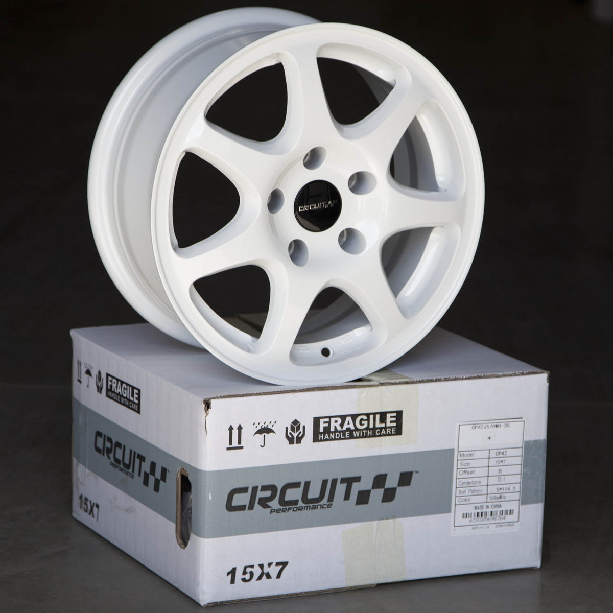 Circuit Performance CP42 Gloss White 5x114.3 | 15x7 | +35mm / 5.38