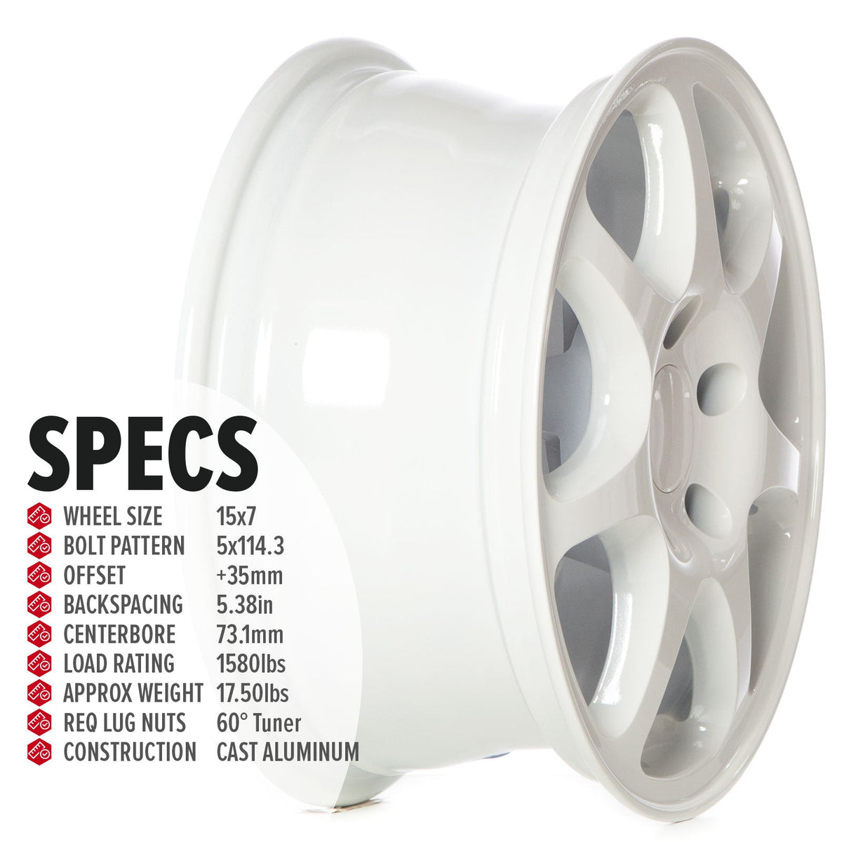 Circuit Performance CP42 Gloss White 5x114.3 | 15x7 | +35mm / 5.38