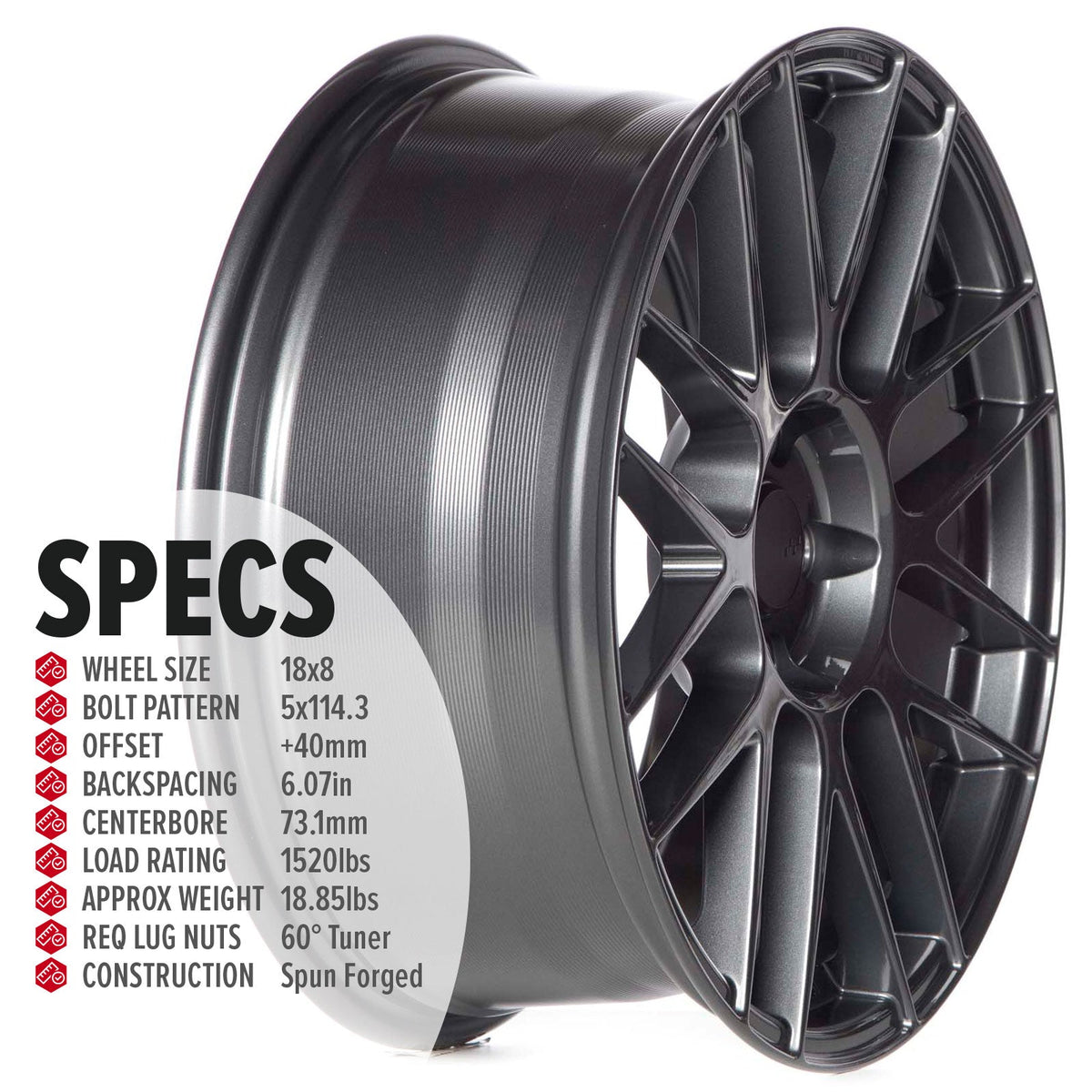Circuit Performance CSF11 Gloss Gunmetal 5x114.3 | 18x8 | +40mm / 6.07