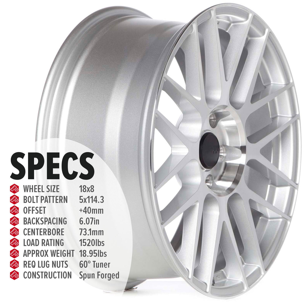 Circuit Performance CSF11 Gloss Silver/Machined 5x114.3 | 18x8 | +40mm / 6.07