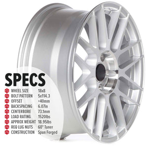 Circuit Performance CSF11 Gloss Silver/Machined 5x114.3 | 18x8 | +40mm / 6.07