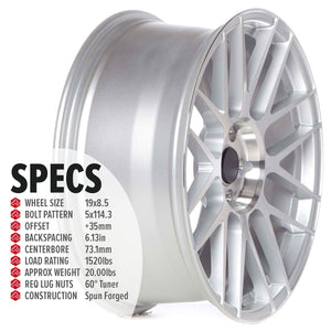 Circuit Performance CSF11 Gloss Silver/Machined 5x114.3 | 19x8.5 | +35mm / 6.13