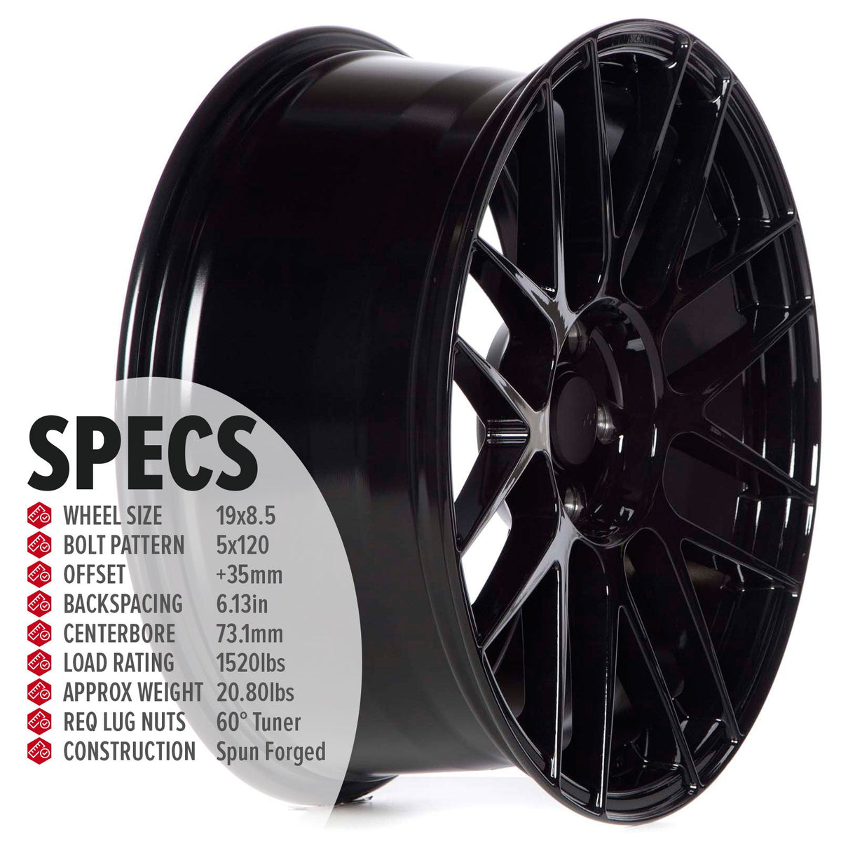 Circuit Performance CSF11 Gloss Black 5x120 | 19x8.5 | +35mm / 6.13