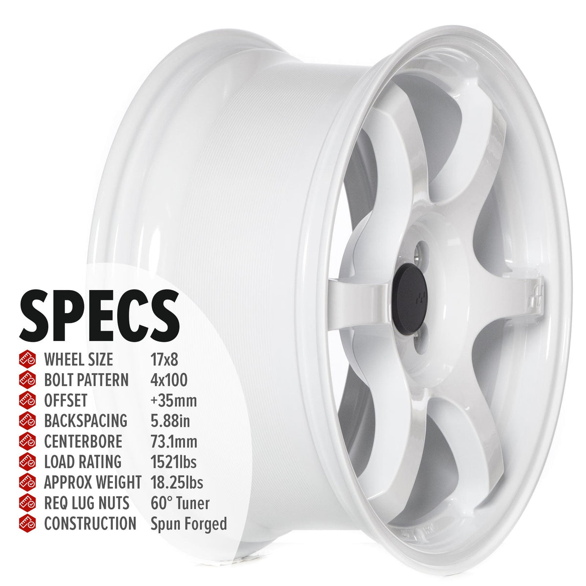 Circuit Performance CSF1 Gloss White 4x100 | 17x8 | +35mm / 5.88