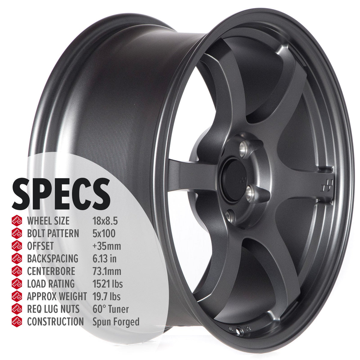 Circuit Performance CSF1 Matte Gunmetal 5x114.3 | 18x8.5 | +35mm / 6.13