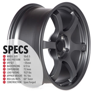 Circuit Performance CSF1 Matte Gunmetal 5x114.3 | 18x8.5 | +35mm / 6.13