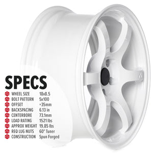 Circuit Performance CSF1 Gloss White 5x100 | 18x8.5 | +35mm / 6.13