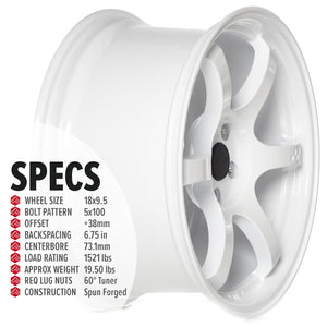 Circuit Performance CSF1 Gloss White 5x100 | 18x9.5 | +38mm / 6.75