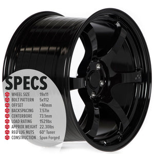 Circuit Performance CSF1 Gloss Black 5x112 | 19x11 | +40mm / 7.57