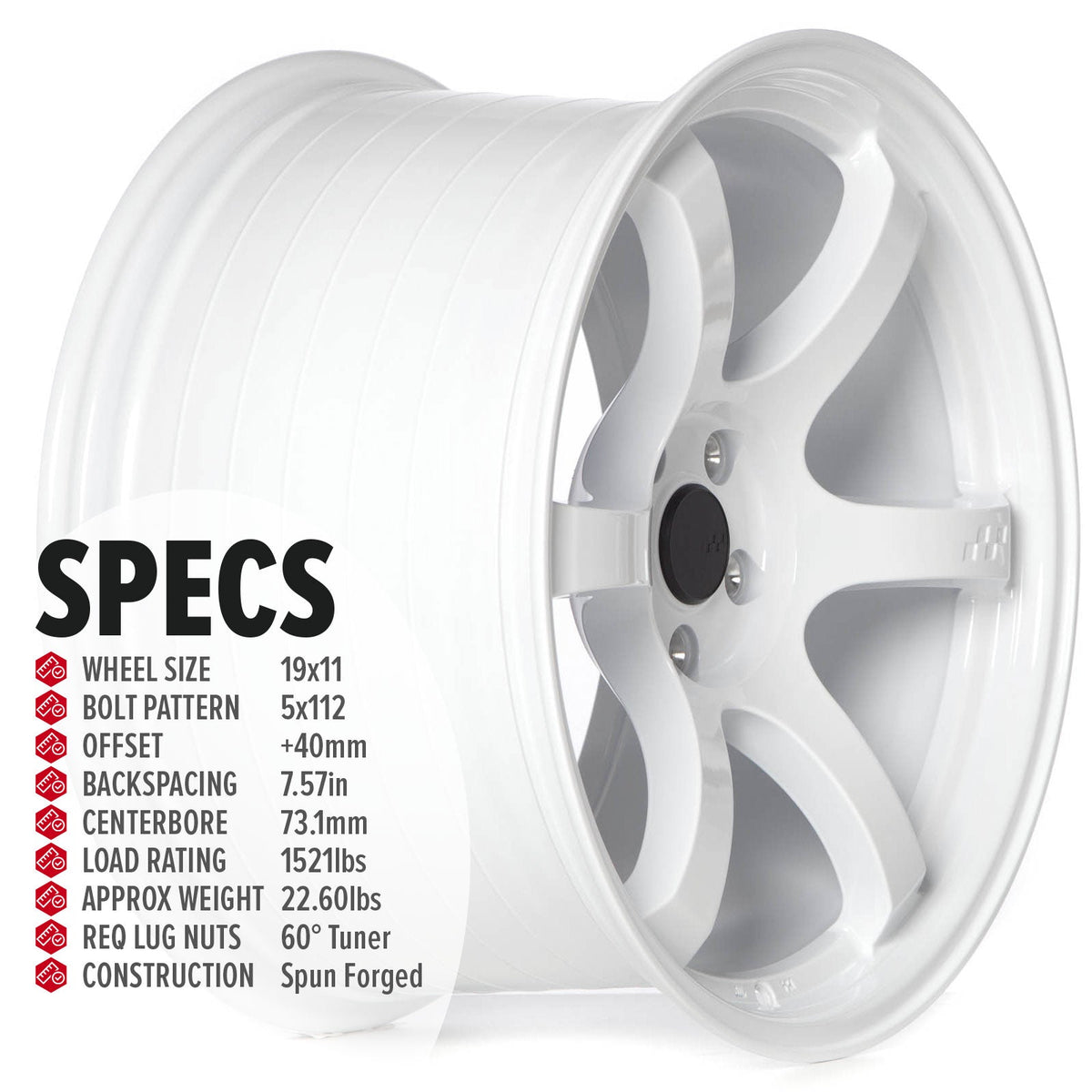 Circuit Performance CSF1 Gloss White 5x112 | 19x11 | +40mm / 7.57