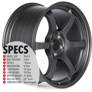 Circuit Performance CSF1 Matte Gunmetal 5x112 | 19x9.5 | +35mm / 6.63