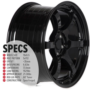 Circuit Performance CSF1 Gloss Black 5x112 | 19x9.5 | +35mm / 6.63
