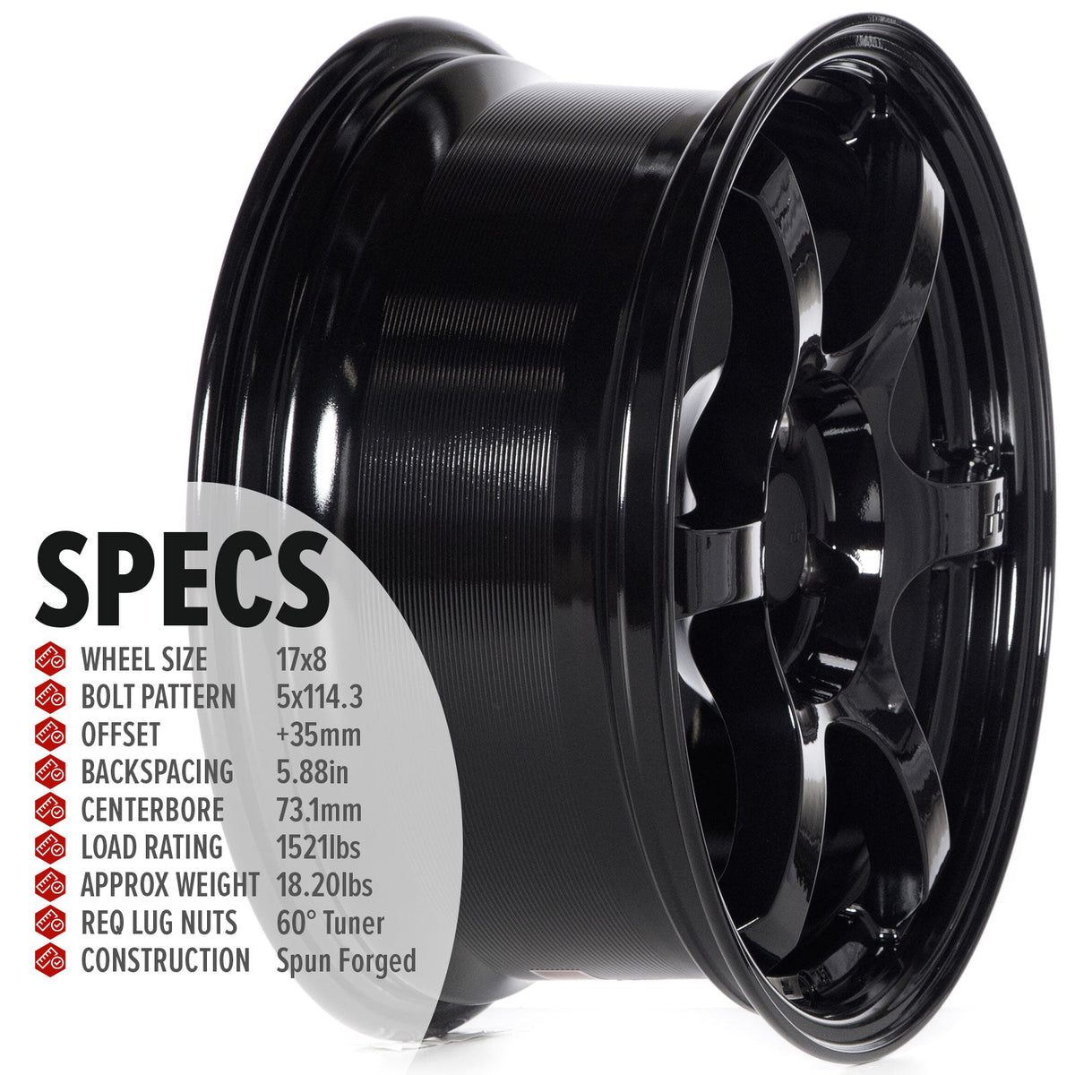 Circuit Performance CSF1 Gloss Black 5x114.3 | 17x8 | +35mm / 5.88