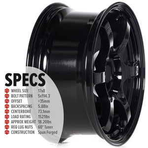 Circuit Performance CSF1 Gloss Black 5x114.3 | 17x8 | +35mm / 5.88