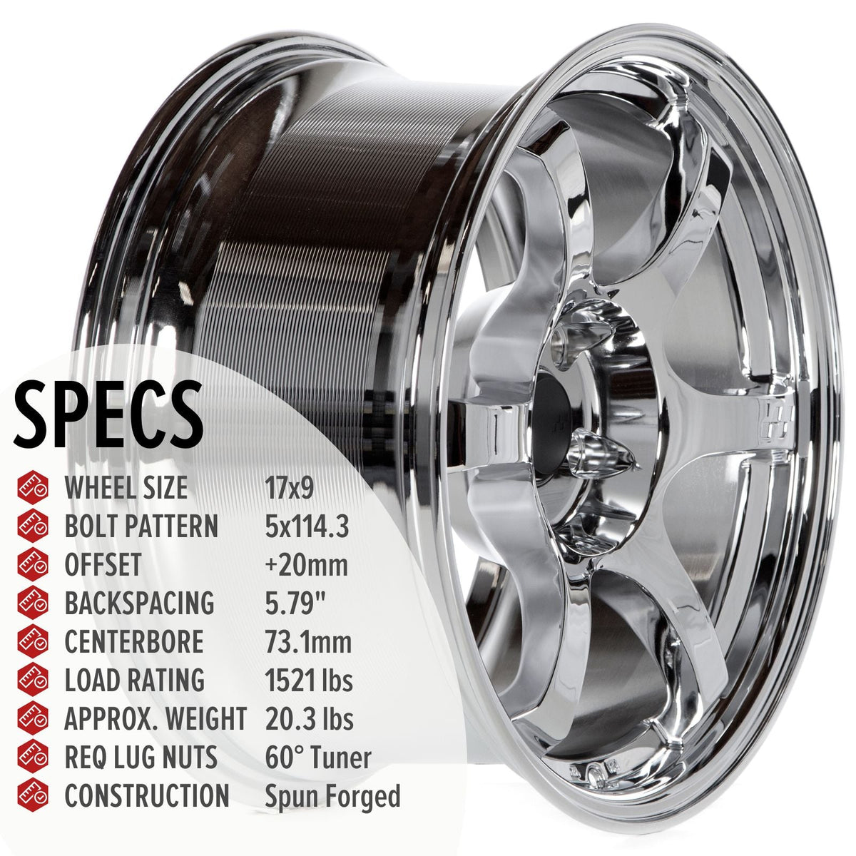 Circuit Performance CSF1 Triple Chrome Plated 5x114.3 | 17x9 | +20mm / 5.79