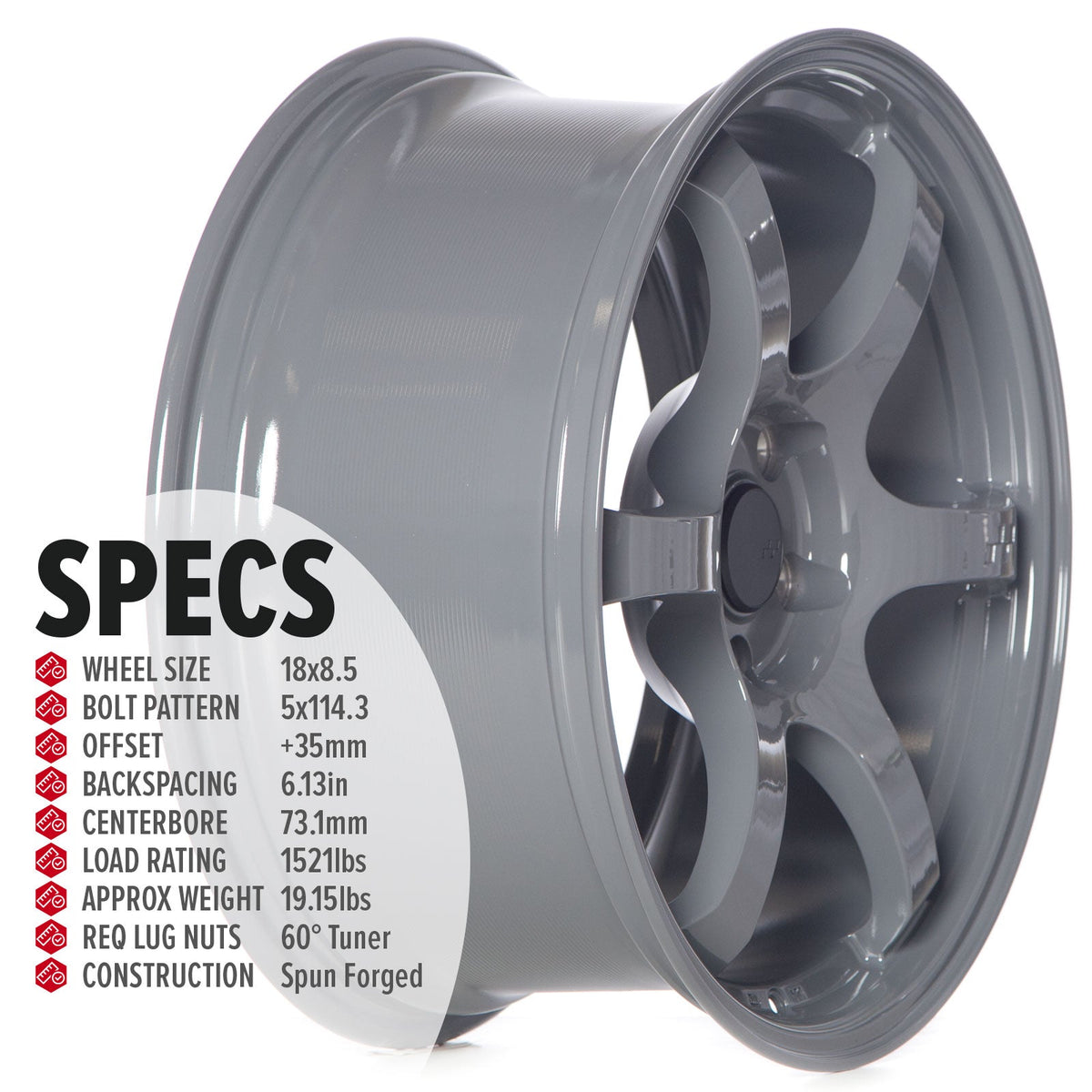 Circuit Performance CSF1 Gloss Battleship Grey 5x114.3 | 18x8.5 | +35mm / 6.13
