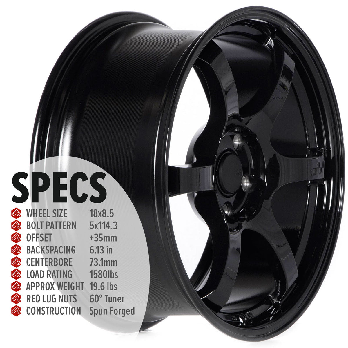 Circuit Performance CSF1 Gloss Black 5x114.3 | 18x8.5 | +35mm / 6.13