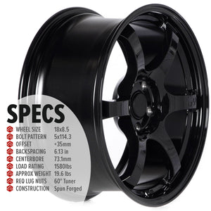 Circuit Performance CSF1 Gloss Black 5x114.3 | 18x8.5 | +35mm / 6.13