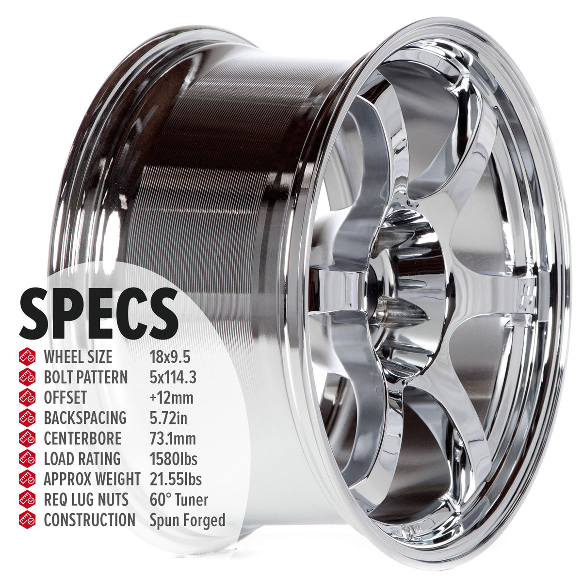 Circuit Performance CSF1 Triple Chrome Plated 5x114.3 | 18x9.5 | +12mm / 5.72