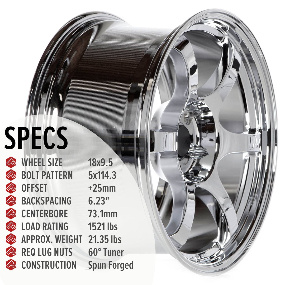 Circuit Performance CSF1 Triple Chrome Plated 5x114.3 | 18x9.5 | +25mm / 6.23