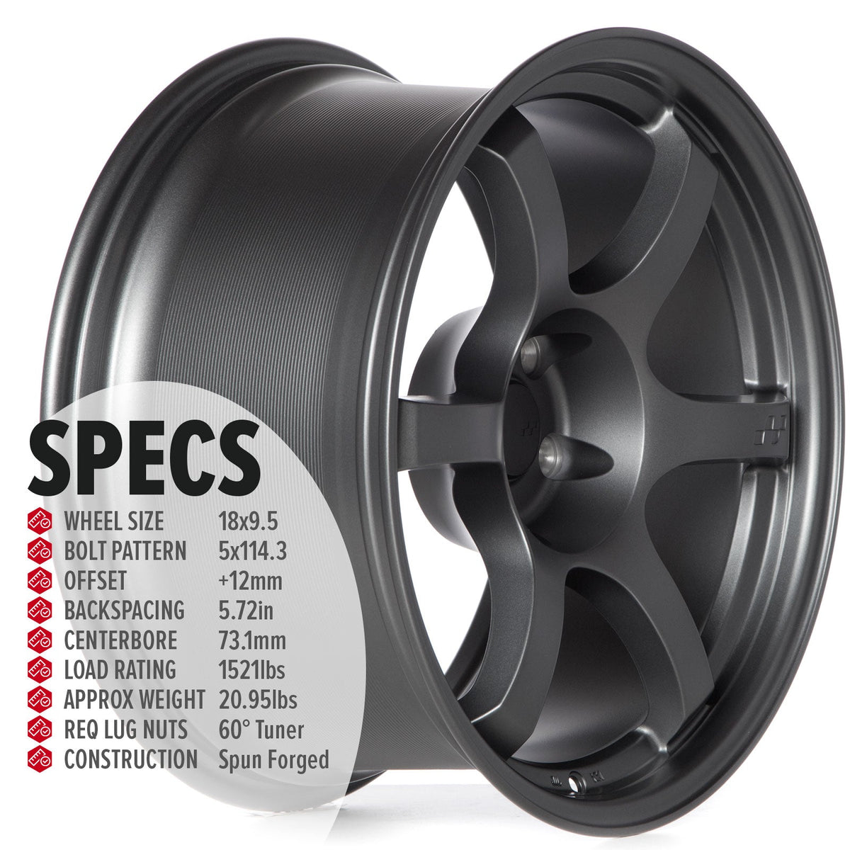 Circuit Performance CSF1 Matte Gunmetal 5x114.3 | 18x9.5 | +12mm / 5.72