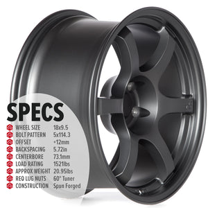 Circuit Performance CSF1 Matte Gunmetal 5x114.3 | 18x9.5 | +12mm / 5.72