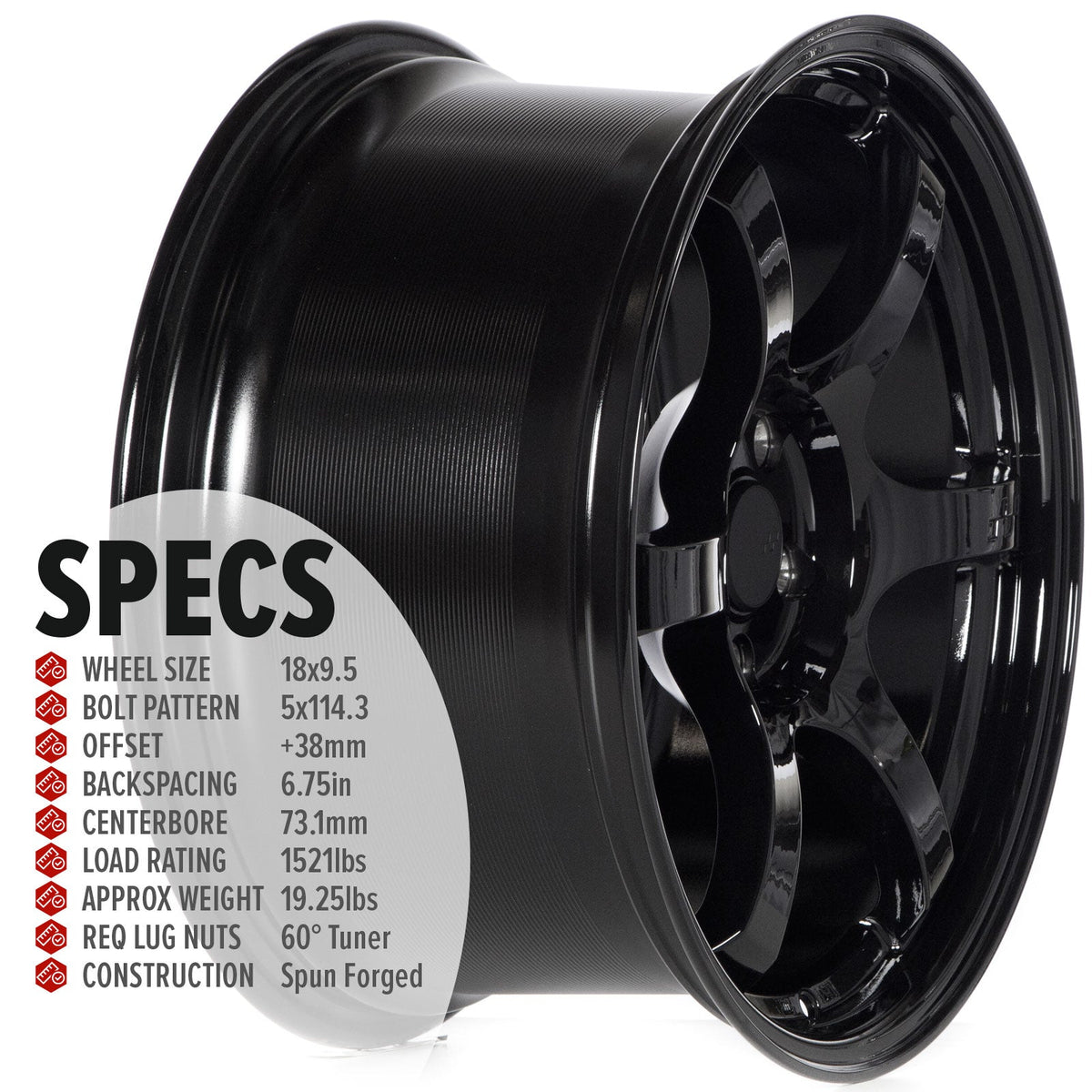 Circuit Performance CSF1 Gloss Black 5x114.3 | 18x9.5 | +38mm / 6.75