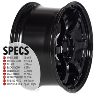Circuit Performance CSF1 Gloss Black 5x114.3 | 18x9.5 | +38mm / 6.75