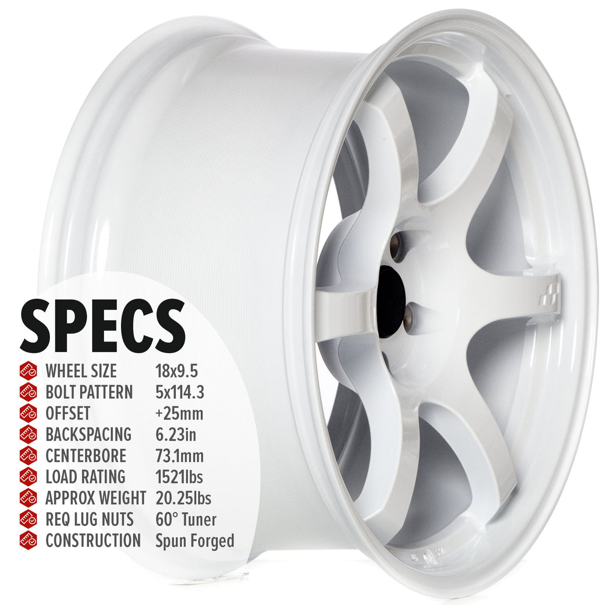 Circuit Performance CSF1 Gloss White 5x114.3 | 18x9.5 | +25mm / 6.23