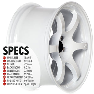 Circuit Performance CSF1 Gloss White 5x114.3 | 18x9.5 | +25mm / 6.23