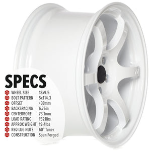 Circuit Performance CSF1 Gloss White 5x114.3 | 18x9.5 | +38mm / 6.75