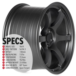 Circuit Performance CSF1 Matte Gunmetal 5x114.3 | 19x11 | +40mm / 7.57
