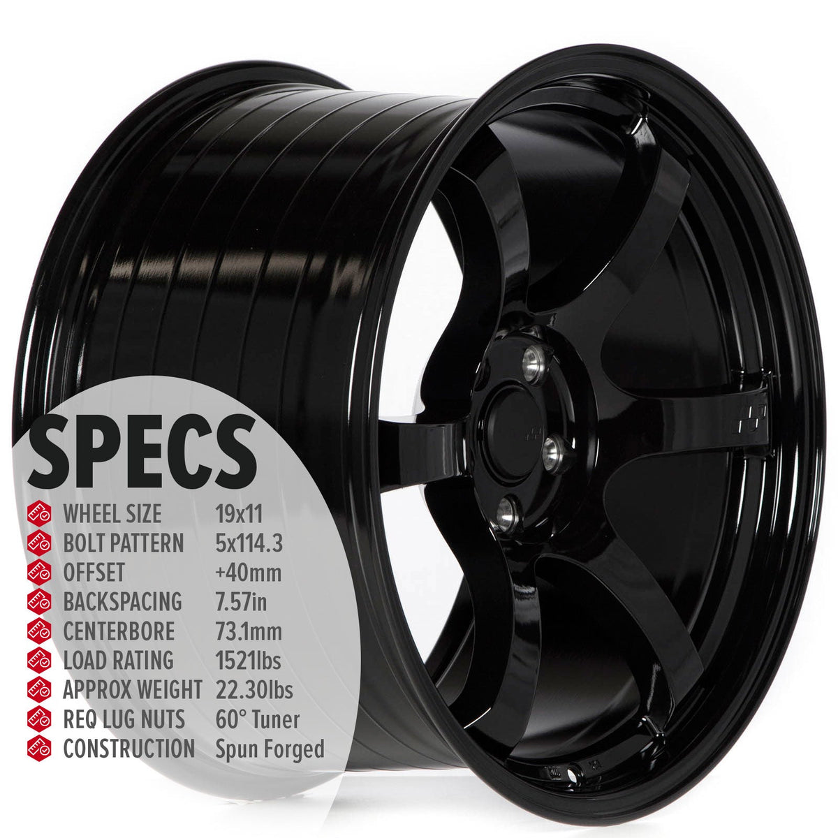 Circuit Performance CSF1 Gloss Black 5x114.3 | 19x11 | +40mm / 7.57