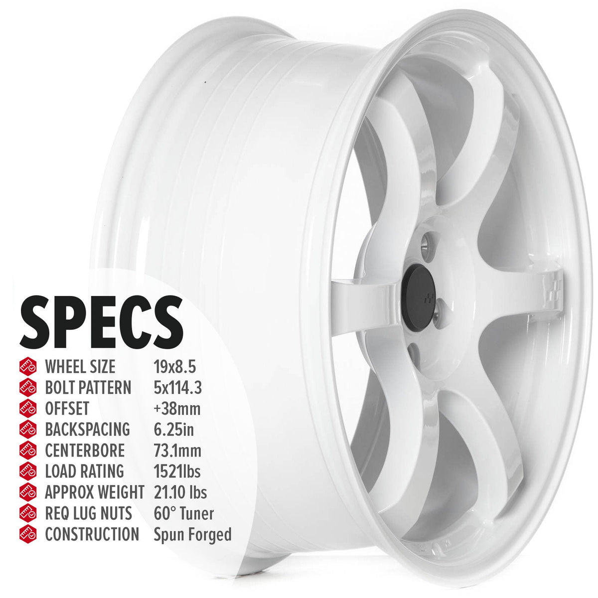 Circuit Performance CSF1 Gloss White 5x114.3 | 19x8.5 | +38mm / 6.25