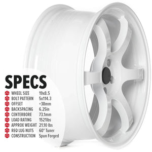 Circuit Performance CSF1 Gloss White 5x114.3 | 19x8.5 | +38mm / 6.25