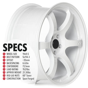 Circuit Performance CSF1 Gloss White 5x114.3 | 19x9.5 | +35mm / 6.63