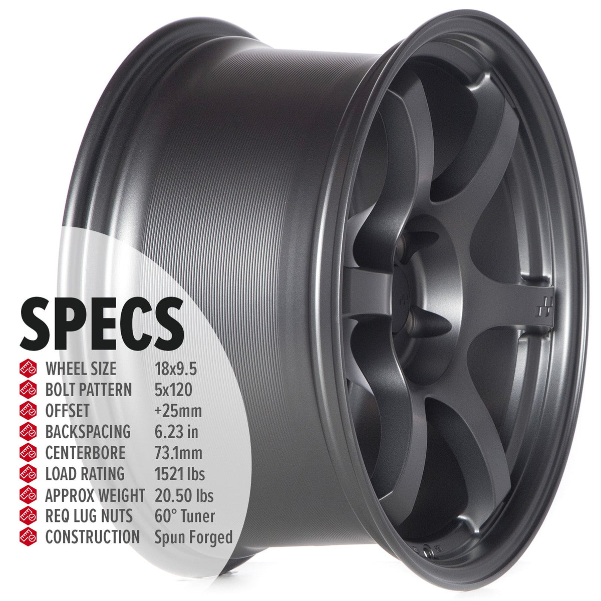 Circuit Performance CSF1 Matte Gunmetal 5x114.3 | 18x9.5 | +25mm / 6.23