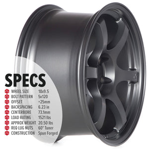 Circuit Performance CSF1 Matte Gunmetal 5x120 | 18x9.5 | +25mm / 6.23
