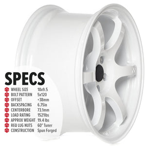 Circuit Performance CSF1 Gloss White 5x120 | 18x9.5 | +38mm / 6.75