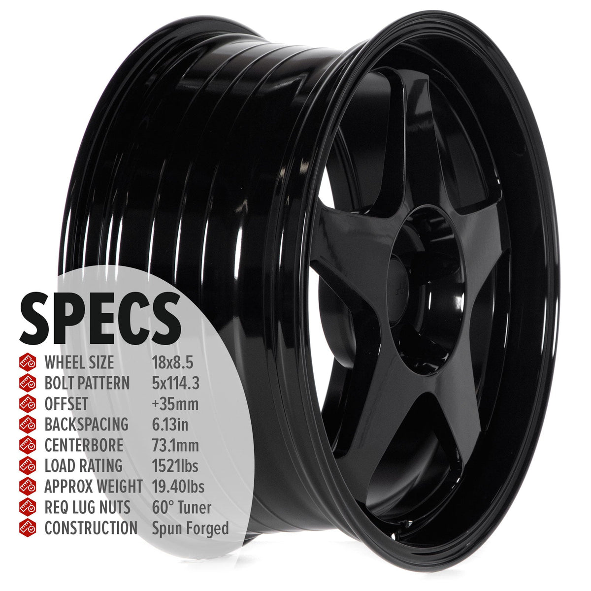 Circuit Performance CSF22 Gloss Black 5x114.3 | 18x8.5 | +35mm / 6.13