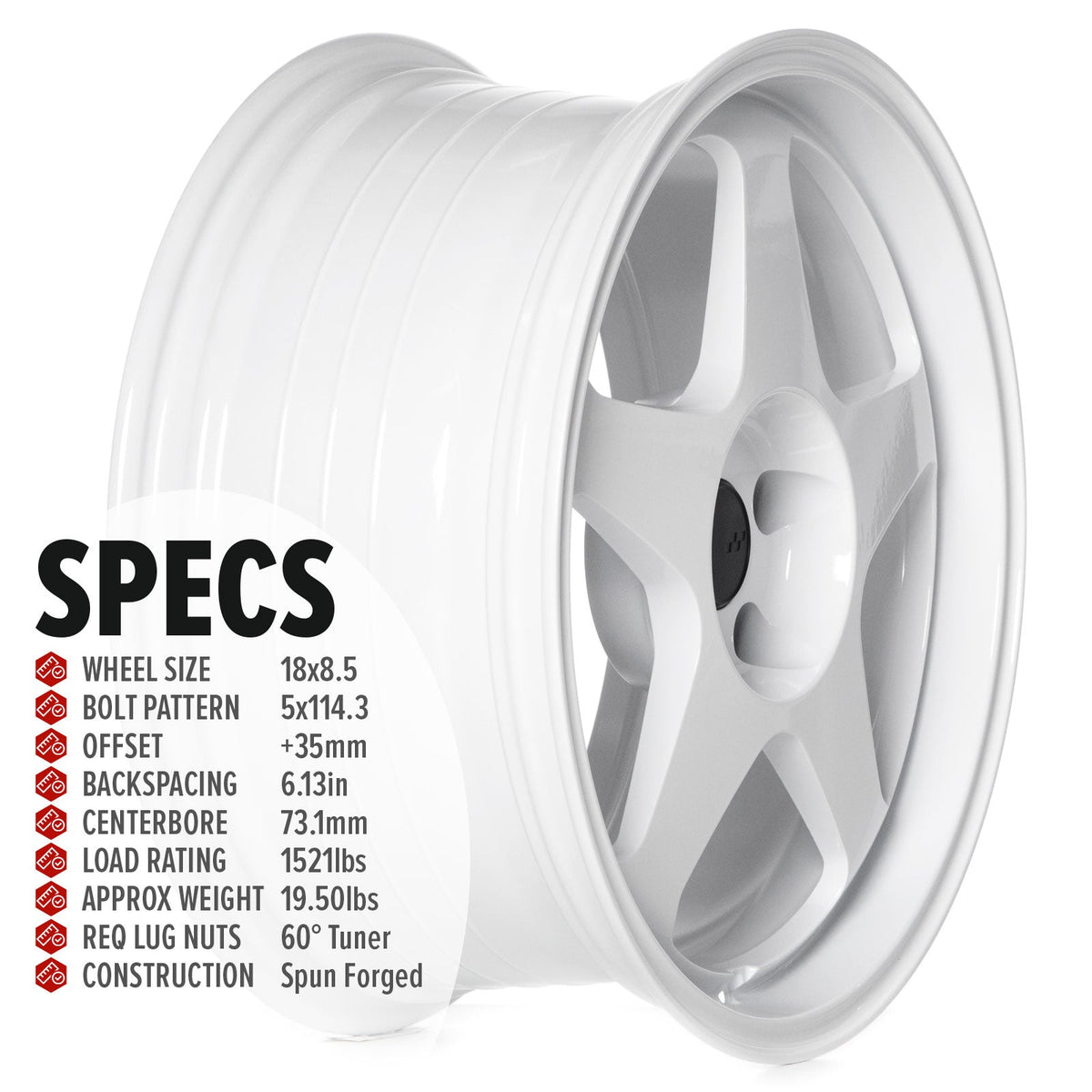 Circuit Performance CSF22 Gloss White 5x114.3 | 18x8.5 | +35mm / 6.13