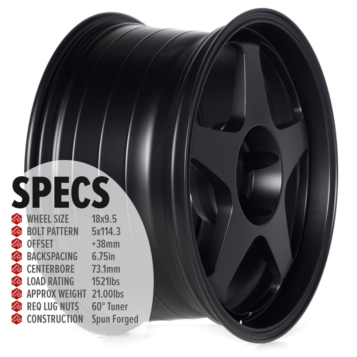 Circuit Performance CSF22 Matte Black 5x114.3 | 18x9.5 | +38mm / 6.75