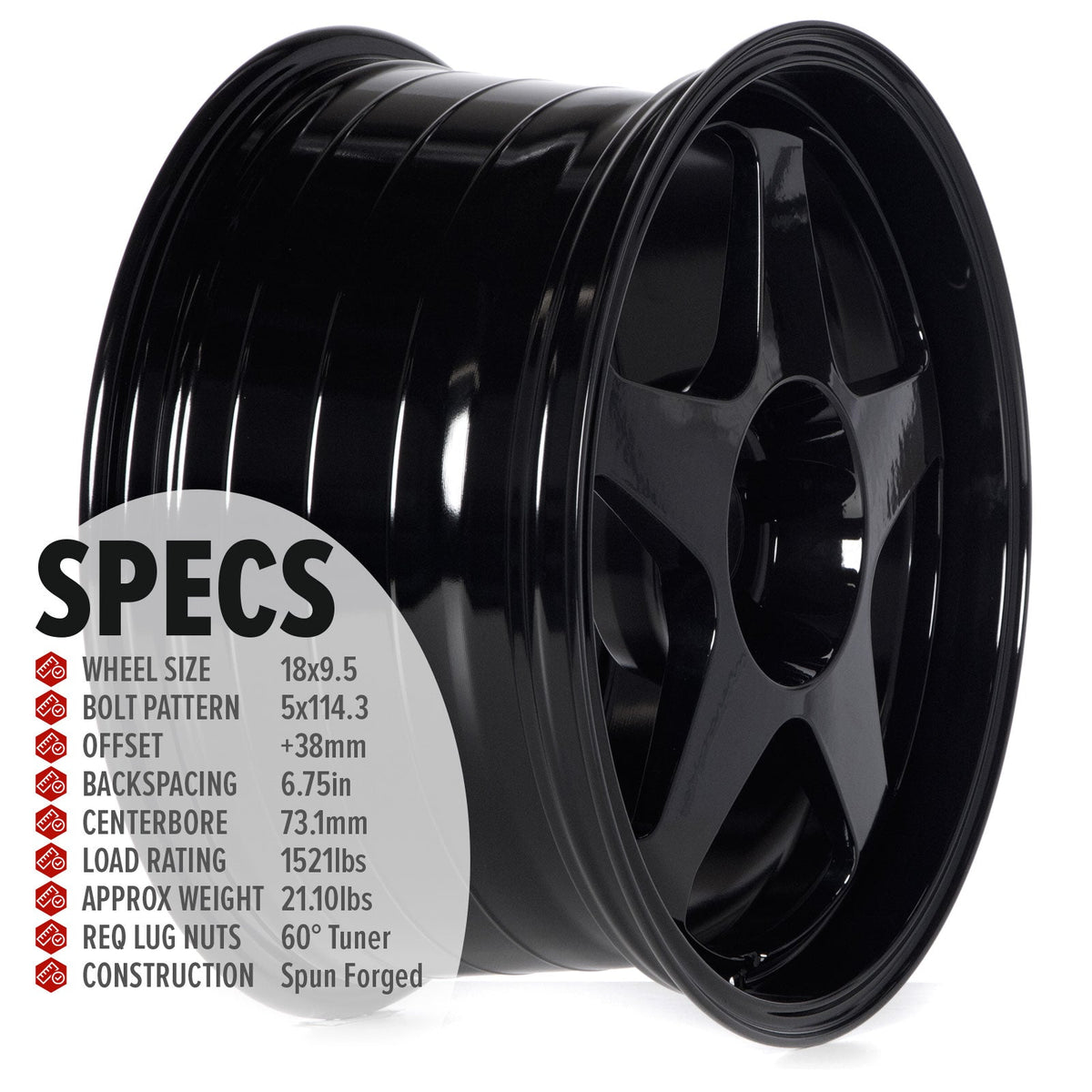 Circuit Performance CSF22 Gloss Black 5x114.3 | 18x9.5 | +38mm / 6.75