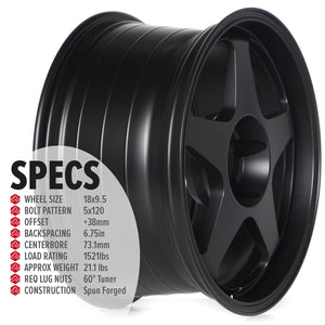 Circuit Performance CSF22 Matte Black 5x120 | 18x9.5 | +38mm / 6.75