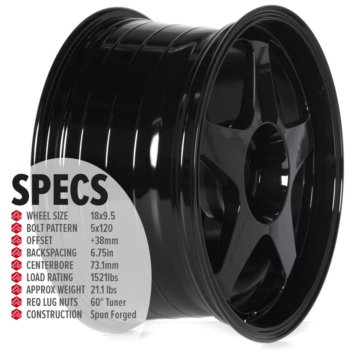 Circuit Performance CSF22 Gloss Black 5x120 | 18x9.5 | +38mm / 6.75