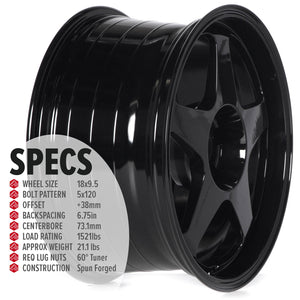 Circuit Performance CSF22 Gloss Black 5x120 | 18x9.5 | +38mm / 6.75