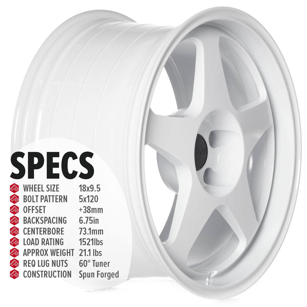 Circuit Performance CSF22 Gloss White 5x120 | 18x9.5 | +38mm / 6.75