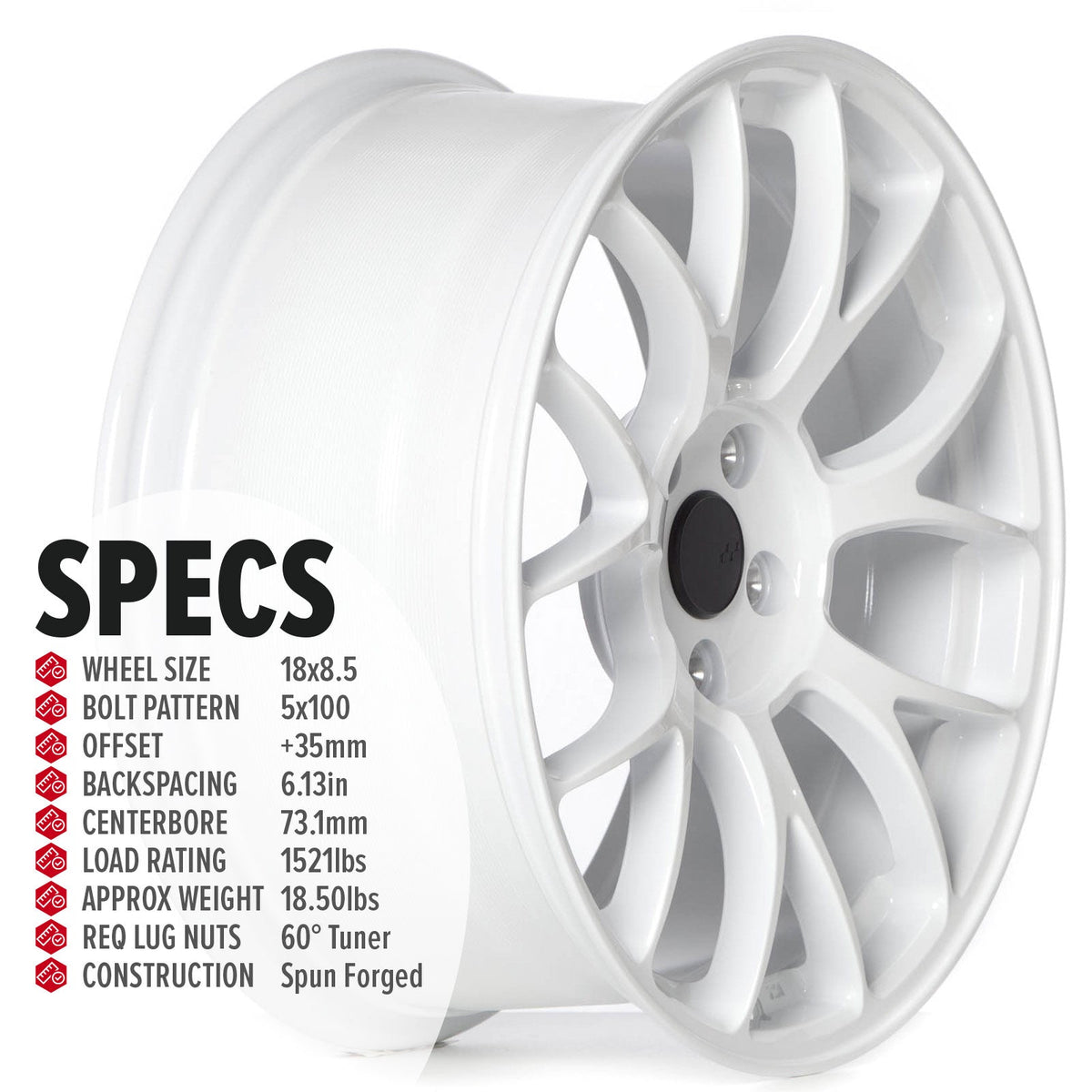 Circuit Performance CSF2 Gloss White 5x100 | 18x8.5 | +35mm / 6.13